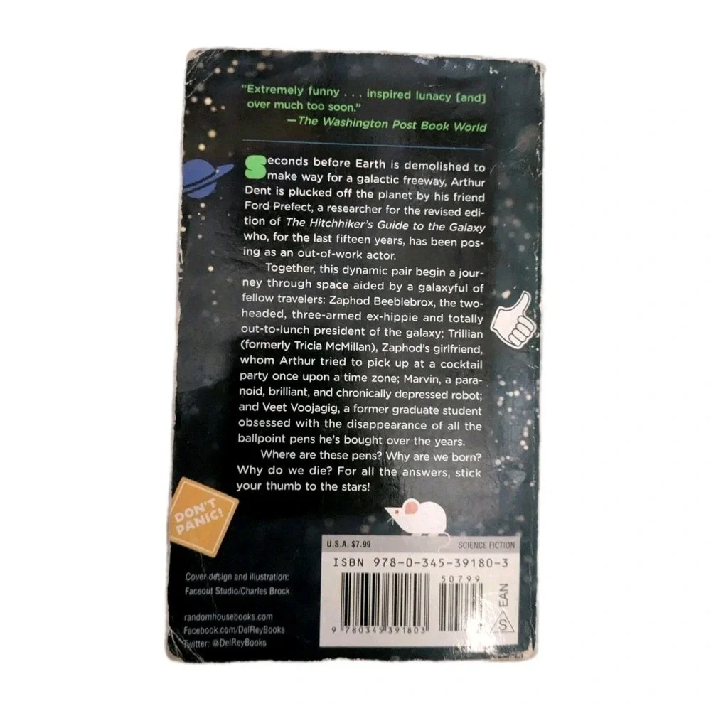 The Hitchhiker's Guide to the Galaxy Douglas Adams Del Rey Paperback 2017